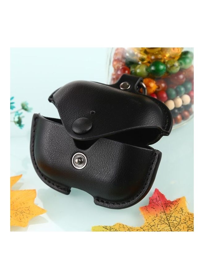 BGM Litchi Texture PU Leather Earphone Protective Case with Hook For AirPods Pro Black - Image 3