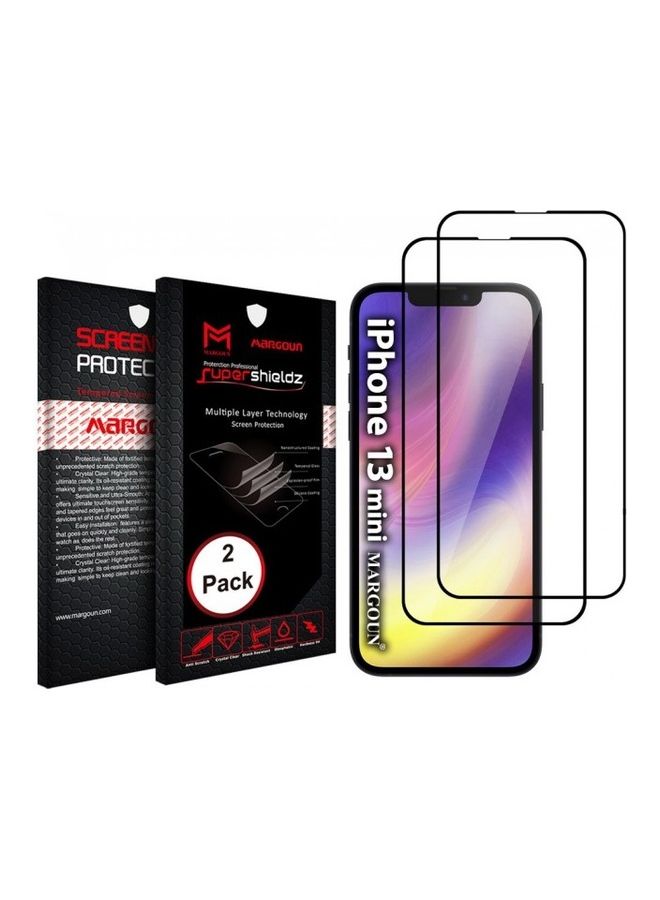 MARGOUN 2-Pack Super Shieldz 3D Tempered Glass Screen Protector for Apple iPhone 13 Mini Clear/Black  - Image 1