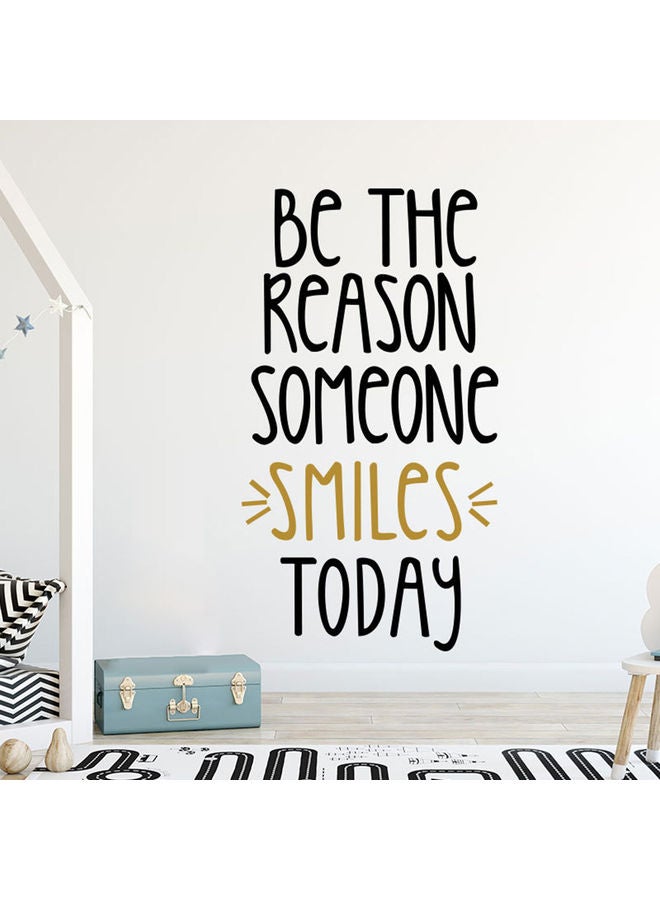 Self-Adhesive Smiles Today Letter Wall Sticker Black/Yellow - Image 2