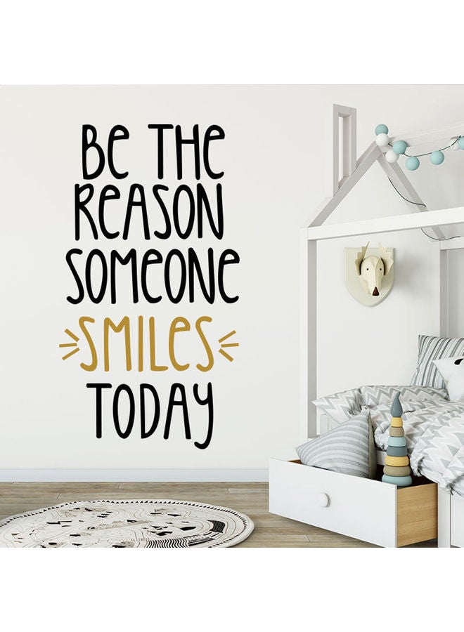 Self-Adhesive Smiles Today Letter Wall Sticker Black/Yellow - Image 4