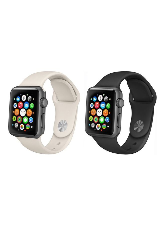 MARGOUN 2-Pack Replacement Silicone Band For Apple Watch Black/Antique White - Image 1