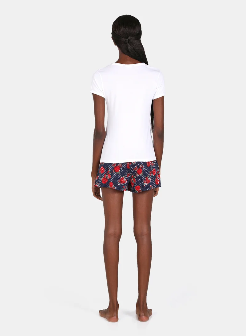Aila Casual Knit Top With Shorts Set Multicolour