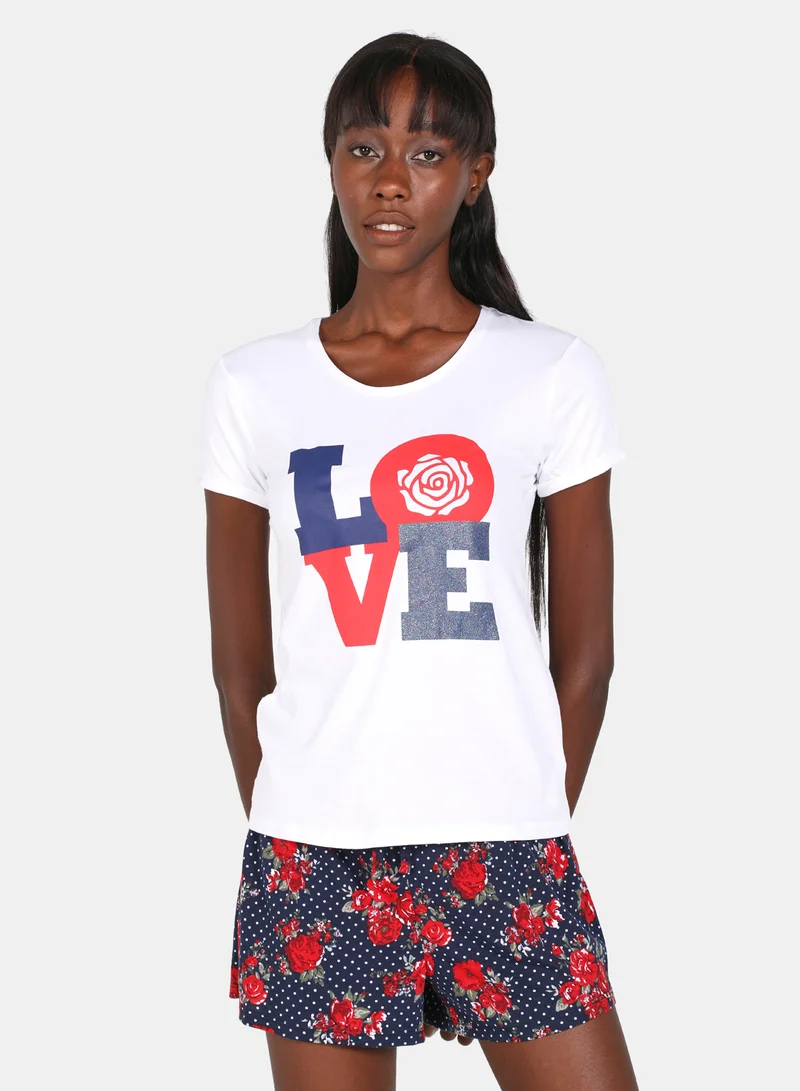Aila Casual Knit Top With Shorts Set Multicolour