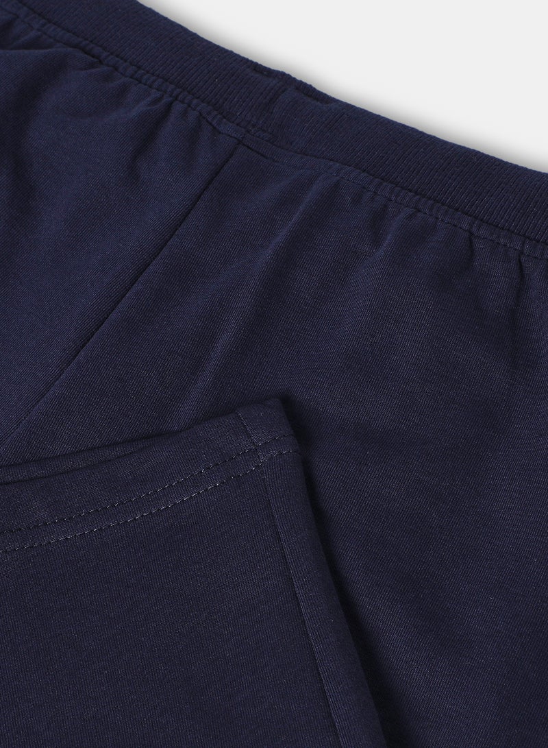 NEON - Basic Drawstring Knit Shorts Dark Blue - Image 1