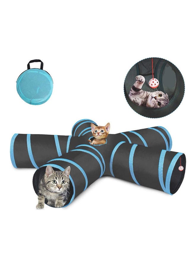 Portable 5 Way Cat Tunnel Foldable Blue/Black 33cm