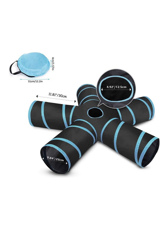 Portable 5 Way Cat Tunnel Foldable Blue/Black 33cm