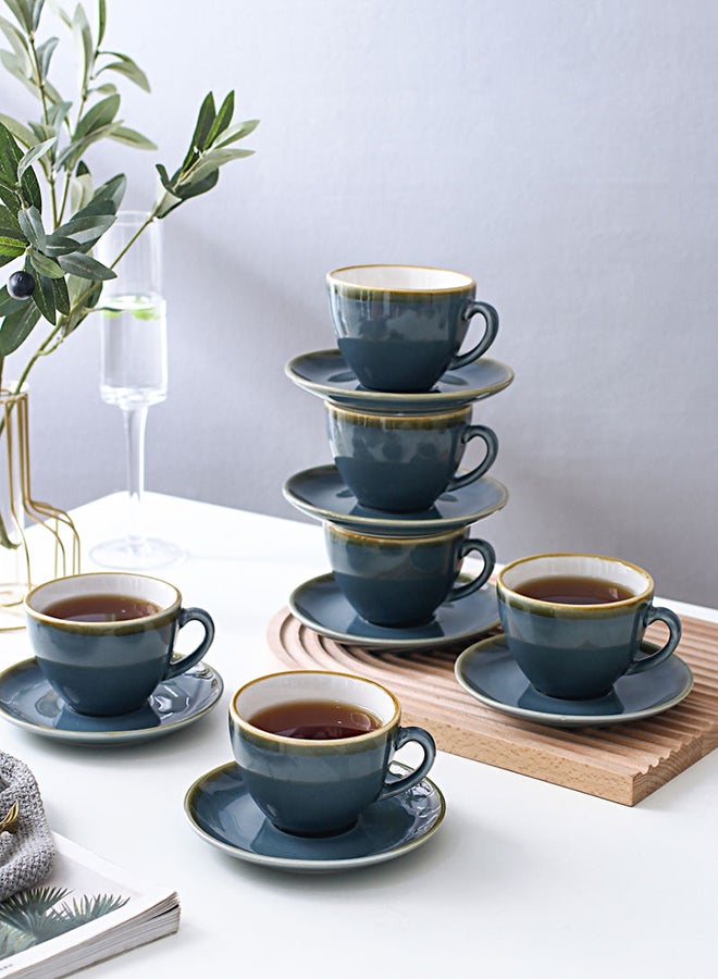 Shuer 12-Piece Coffee Cup And Saucer Set Blue 10.5x9x6.9cm  - Image 3