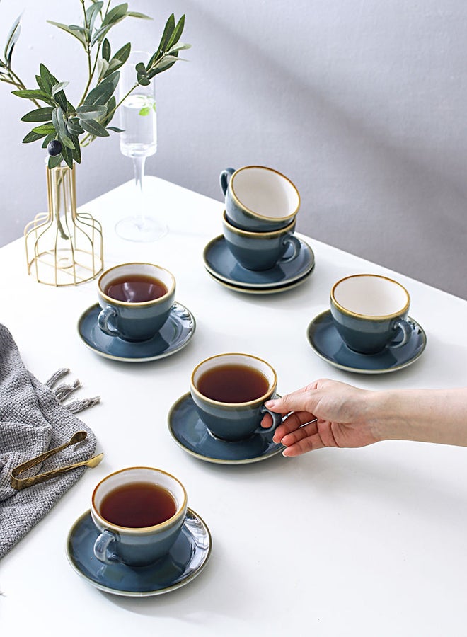 Shuer 12-Piece Coffee Cup And Saucer Set Blue 10.5x9x6.9cm  - Image 5
