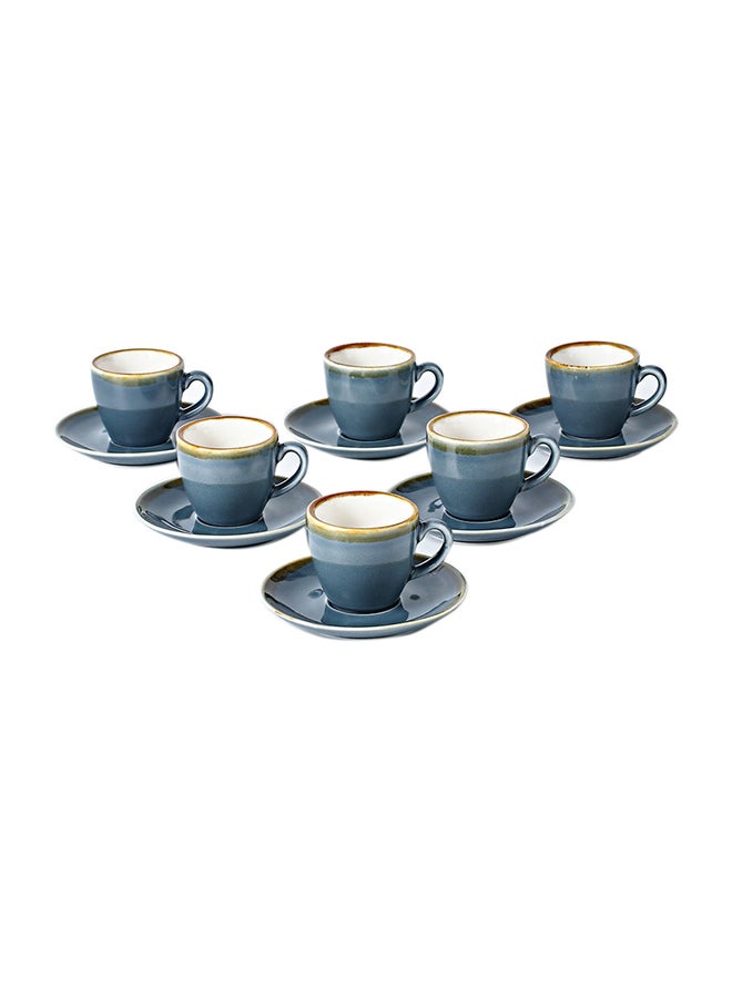 Shuer 12-Piece Coffee Cup And Saucer Set Blue 8x6.2x5.5cm  - Image 1