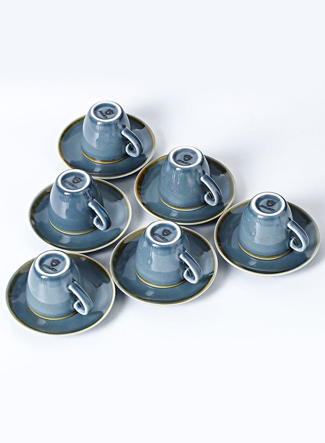 Shuer 12-Piece Coffee Cup And Saucer Set Blue 8x6.2x5.5cm  - Image 2