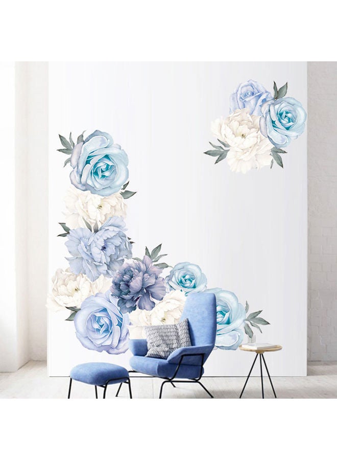 2-Piece Flower Peony Removable Wall Stickers Set Blue/White - Image 5