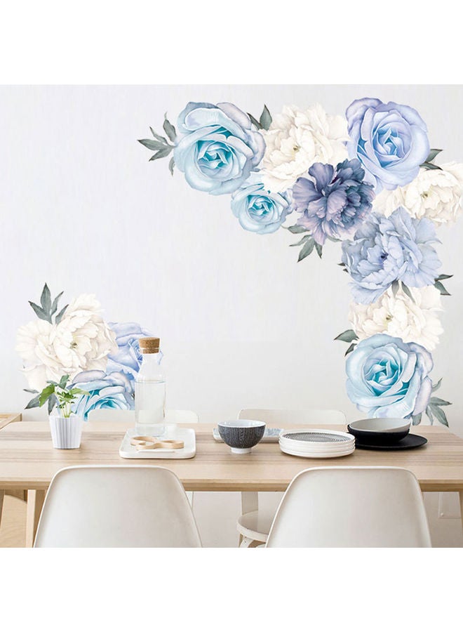 2-Piece Flower Peony Removable Wall Stickers Set Blue/White - Image 2