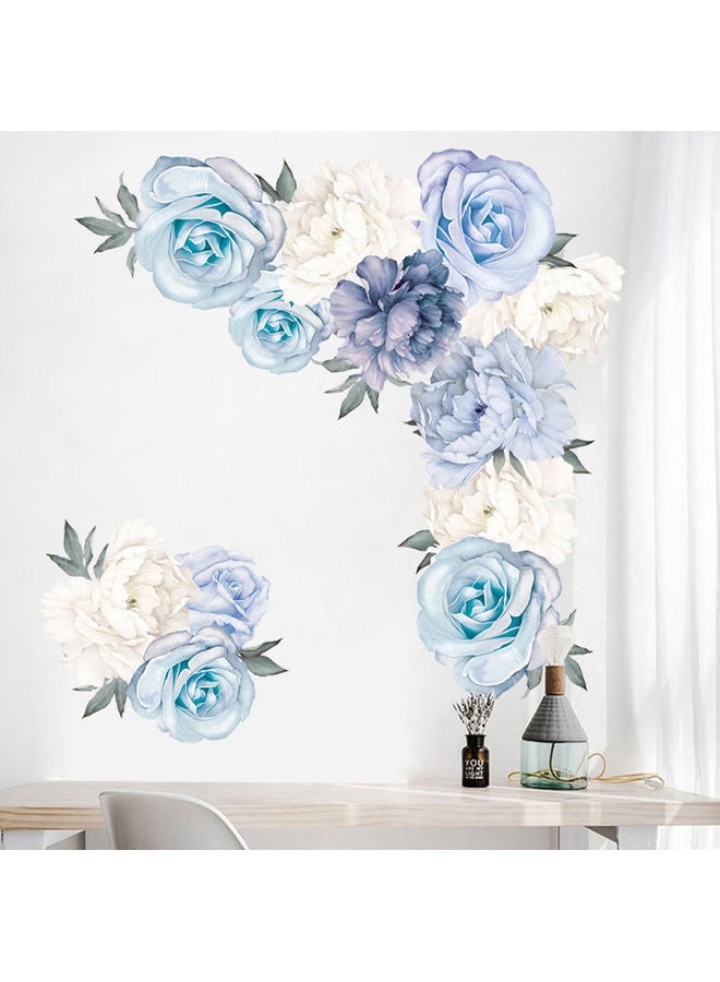 2-Piece Flower Peony Removable Wall Stickers Set Blue/White - Image 4