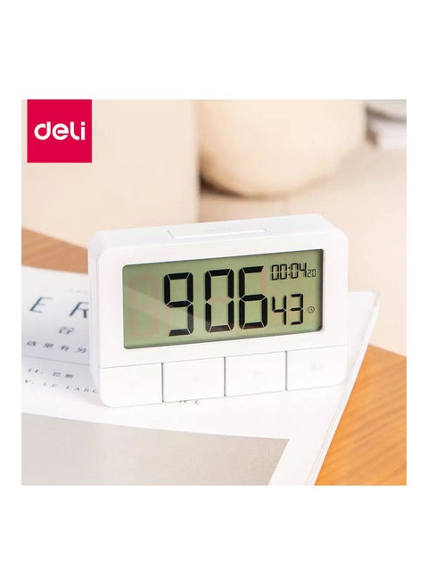 Deli Multifunctional Timer Digital Kitchen Timer With Big Digits White