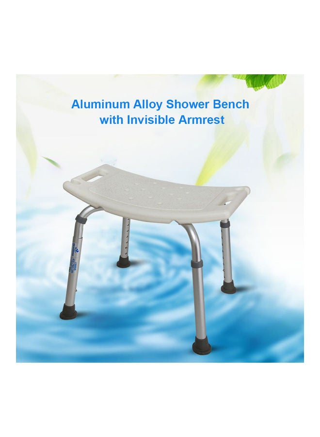 Aluminum Alloy Shower Bench with Armrest and Back White/Silver 51 x 31cm - Image 4