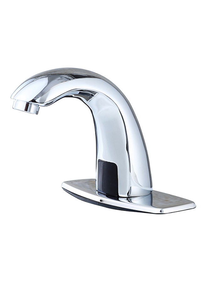 Automatic Sensor Touchless Hands Free Bathroom Sink Faucet with Hole Cover Plate Silver 29.50 x 14.50 x 21.50cm - Image 1