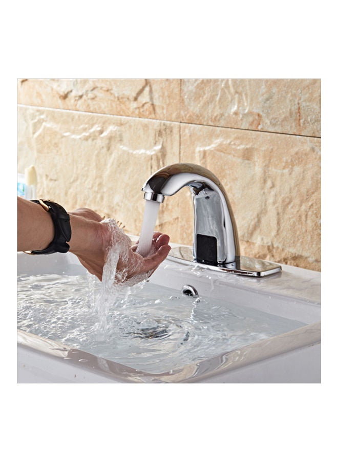 Automatic Sensor Touchless Hands Free Bathroom Sink Faucet with Hole Cover Plate Silver 29.50 x 14.50 x 21.50cm - Image 4