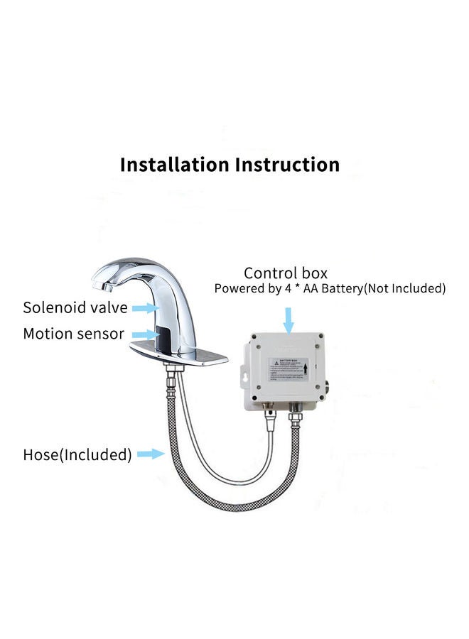 Automatic Sensor Touchless Hands Free Bathroom Sink Faucet with Hole Cover Plate Silver 29.50 x 14.50 x 21.50cm - Image 5