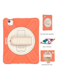 Protective Case Cover For Apple iPad Air 4 with Adjustable Hand Strap Orange/Beige