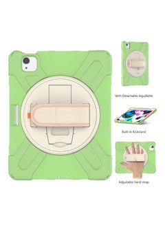 Protective Case Cover For Apple iPad Air 4 with Adjustable Hand Strap Green/Beige