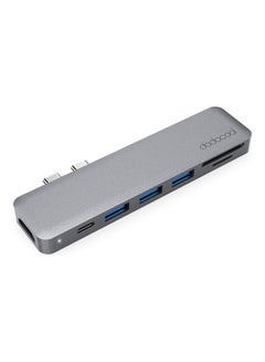 dodocool Aluminum Alloy 7-In-1 Multiport Hub With Dual USB-C Connectors Grey  - Image 1
