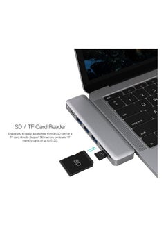 dodocool Aluminum Alloy 7-In-1 Multiport Hub With Dual USB-C Connectors Grey  - Image 2