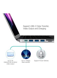 dodocool Aluminum Alloy 7-In-1 Multiport Hub With Dual USB-C Connectors Grey  - Image 5