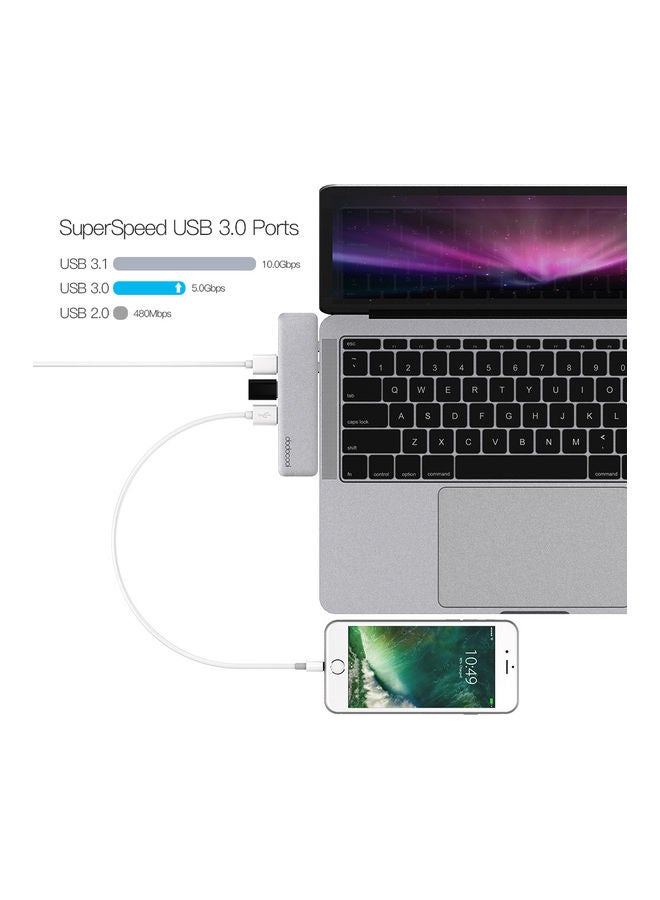 دودوكول - موزع متعدد المنافذ 7 في 1 مصنوع من سبيكة الألومنيوم مع موصلات USB-C مزدوجة رمادي - Image 1