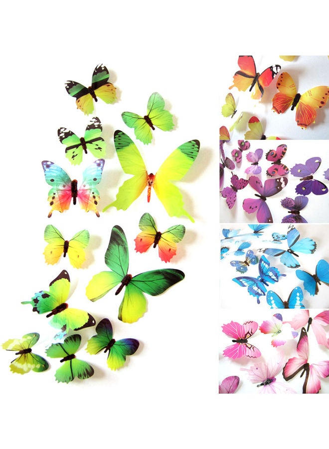 12-Piece 3D Butterfly DIY Wall Stickers Set Purple/Black 11x8x6cm - Image 2