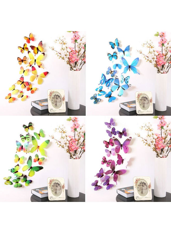 12-Piece 3D Butterfly DIY Wall Stickers Set Purple/Black 11x8x6cm - Image 3