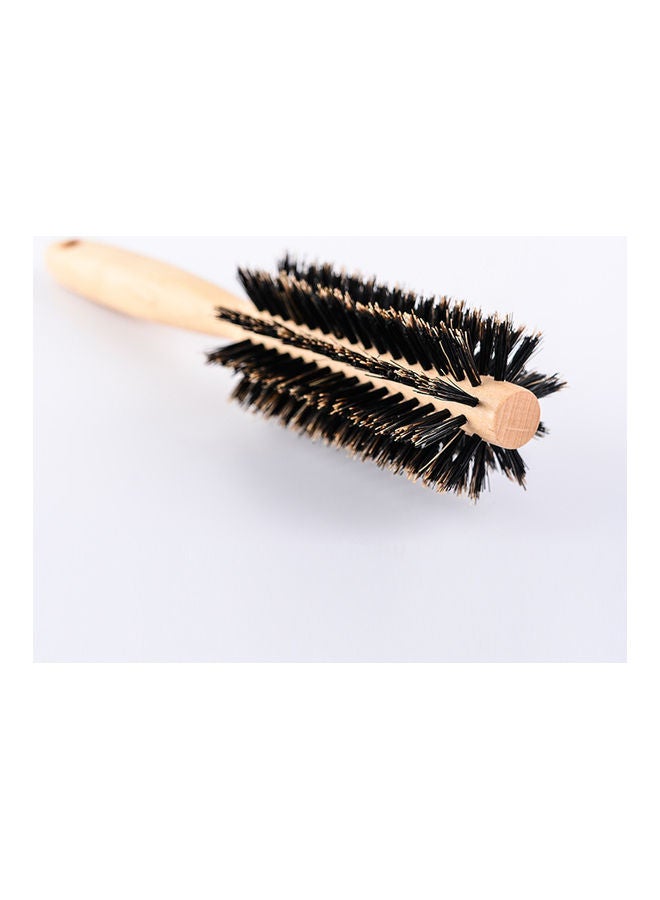 Generic Wooden Rotating Round Barrel Anti-Static Hair Brush With Natural Brown/Black 26grams - Image 1