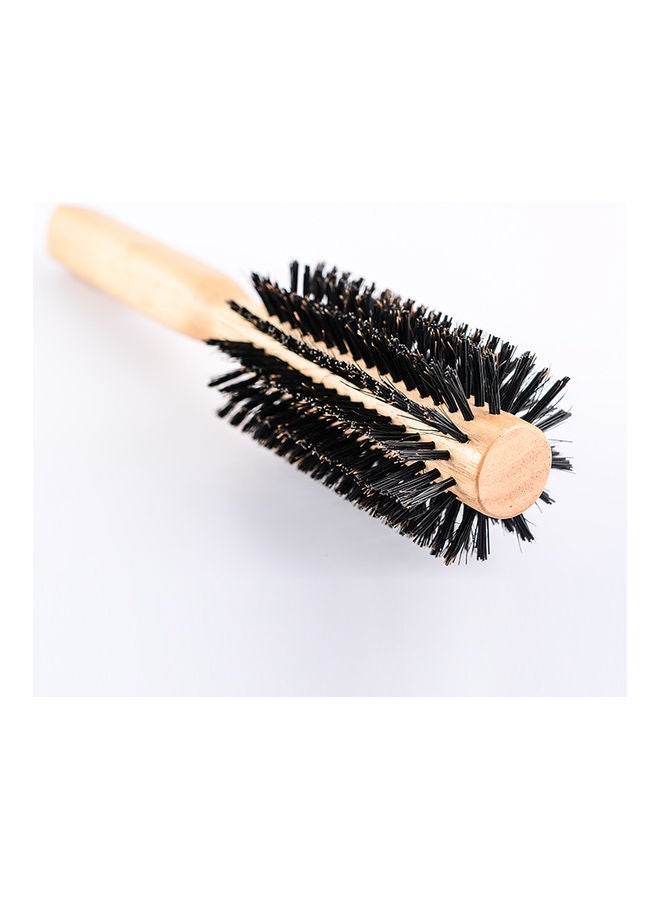 Generic Wooden Rotating Round Barrel Anti-Static Hair Brush With Natural Brown/Black 28grams - Image 1