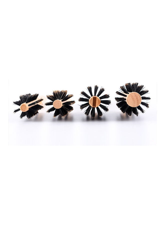 Generic Wooden Rotating Round Barrel Anti-Static Hair Brush With Natural Brown/Black 30grams - Image 2