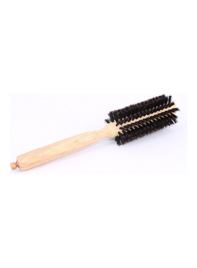 Wooden Salon Styling Round Hair Brush Brown/Black 24grams - Image 1
