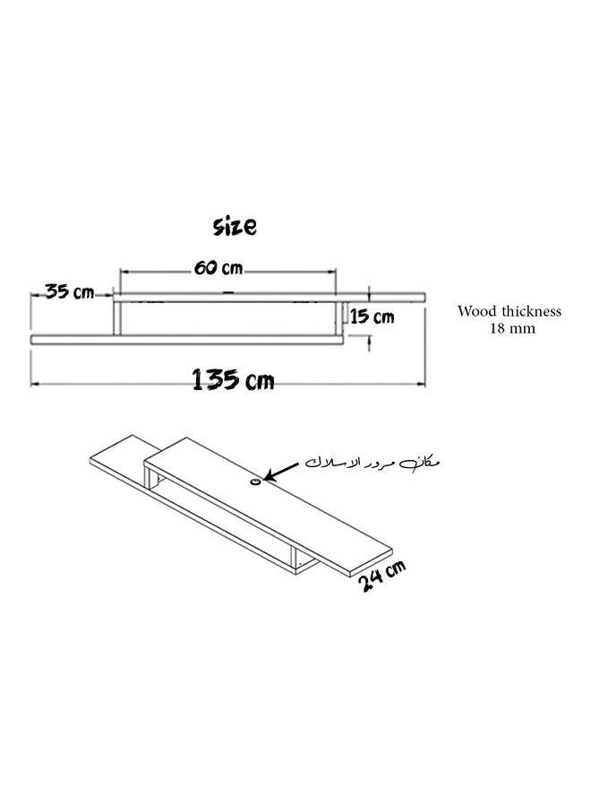MODERN HOME Modern TV Stand Shelf White 135x24x15cm  - Image 3