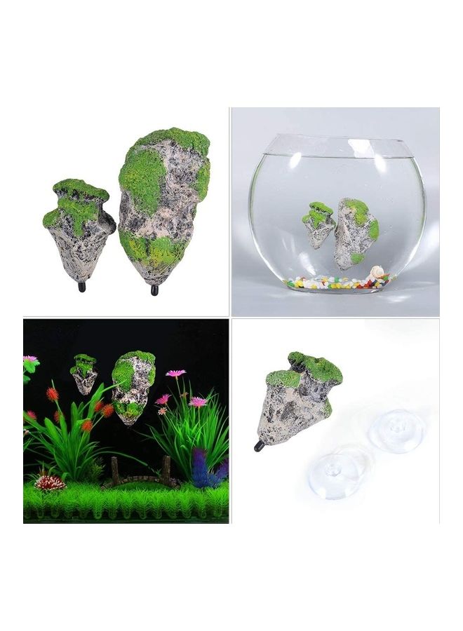 حجر اسفنجي مغطى بالطحالب الصناعية بتصميم صخرة عائمة معلقة لزينة حوض الأسماك متعدد الألوان 13سم - Image 5