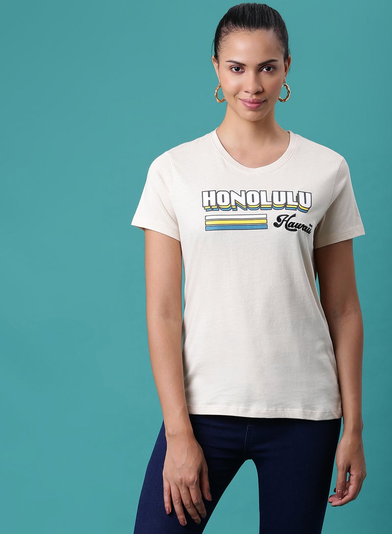 DRIP Round Neck T-Shirt Off White - Image 1