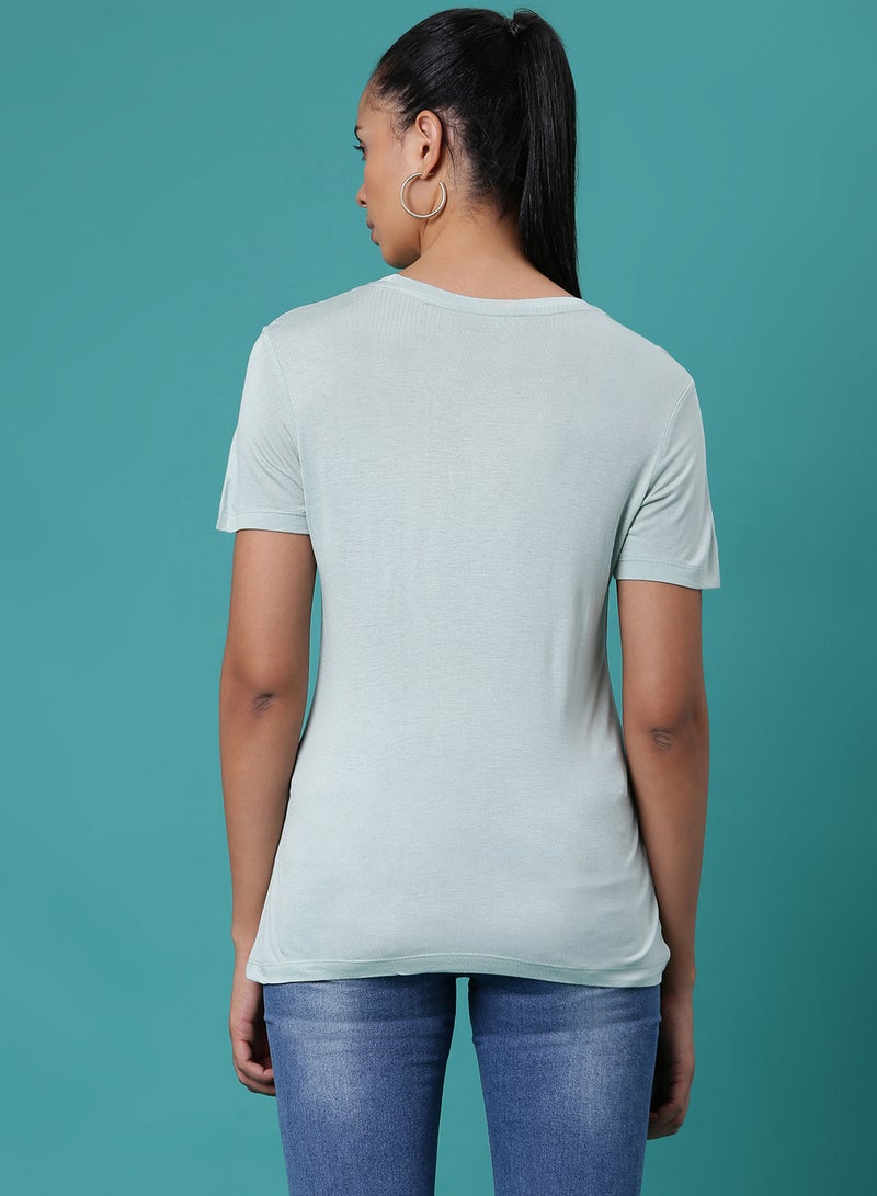 دريب تيشيرت برقبة دائرية ترابي/ أخضر نعناعي - Image 2