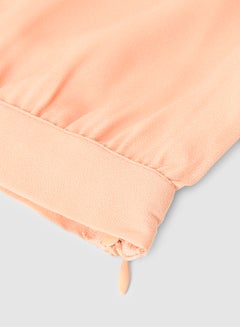 NEON Solid Pattern Cold Shoulder Woven Top Beige  - Image 4