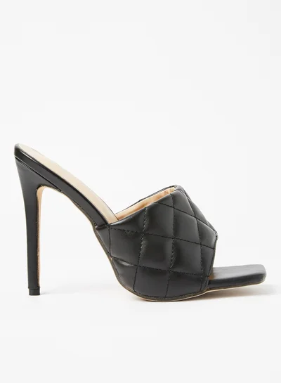 LABEL RAIL Quilted High Heel Sandals Black