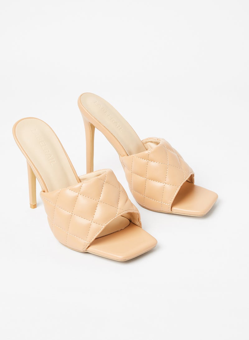 LABEL RAIL - Quilted High Heel Sandals Nude - Image 1
