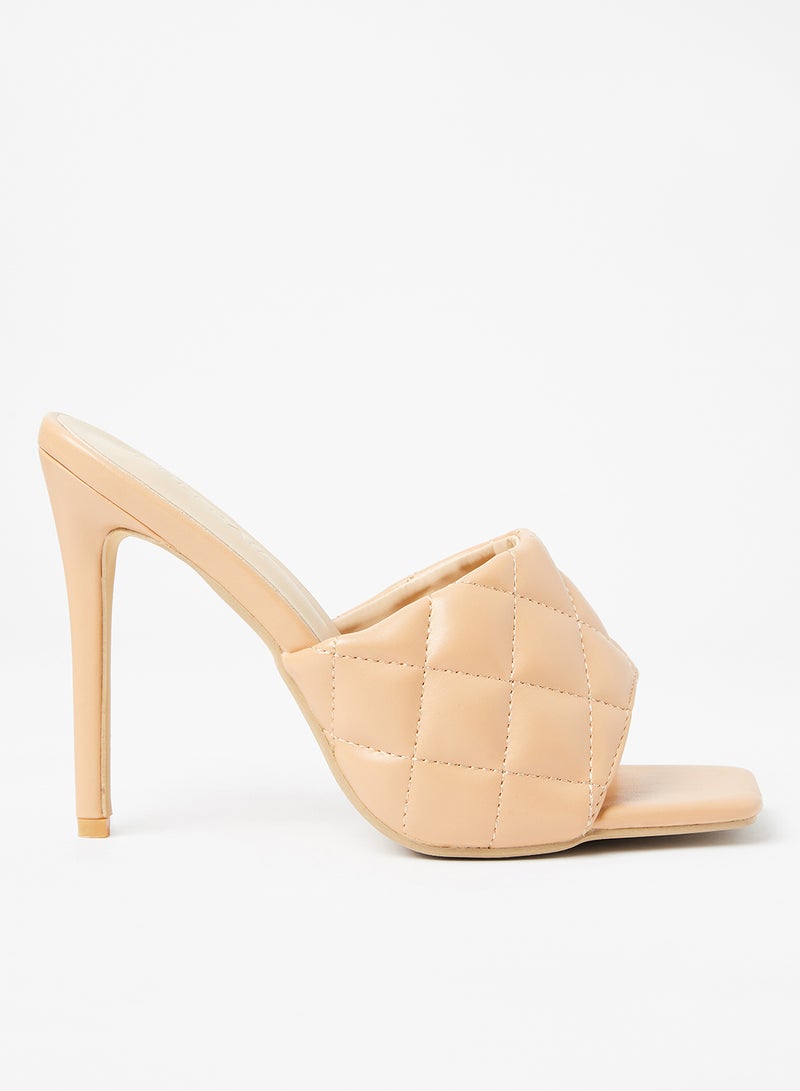 LABEL RAIL - Quilted High Heel Sandals Nude - Image 1
