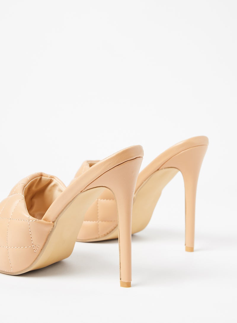 LABEL RAIL - Quilted High Heel Sandals Nude - Image 1