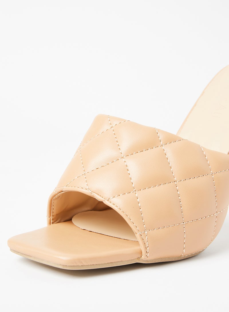 LABEL RAIL - Quilted High Heel Sandals Nude - Image 1