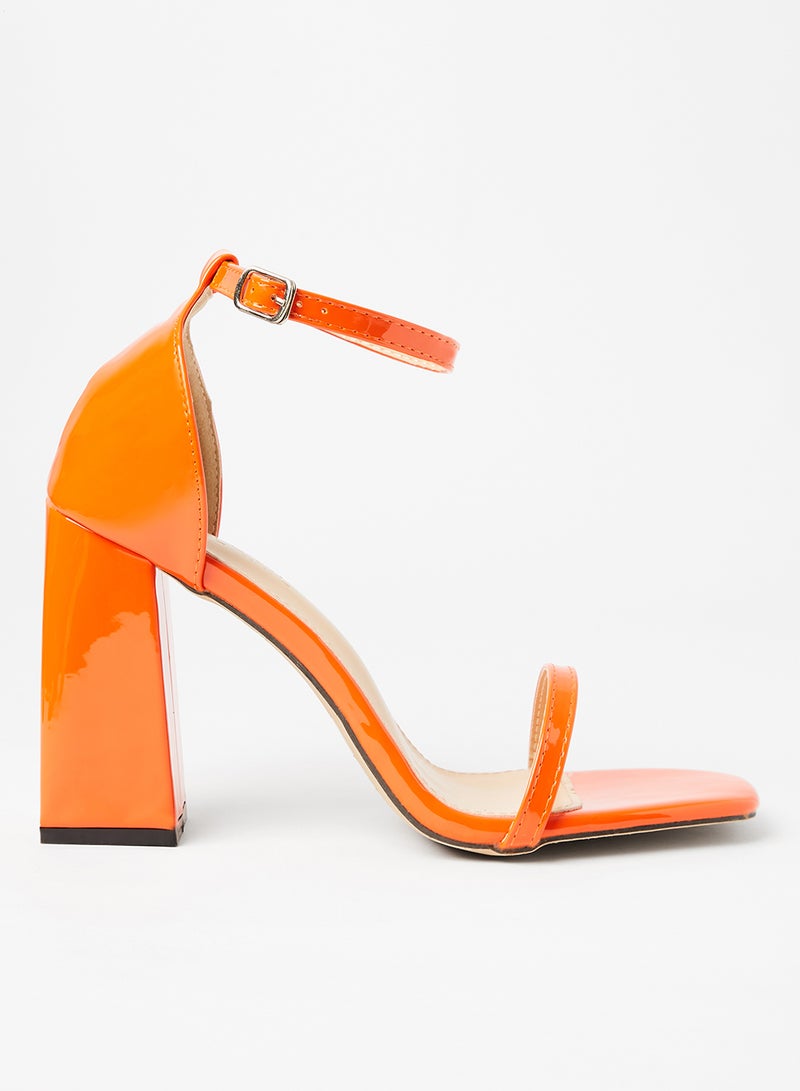 LABEL RAIL Ankle Strap Block Heel Sandals Orange  - Image 1