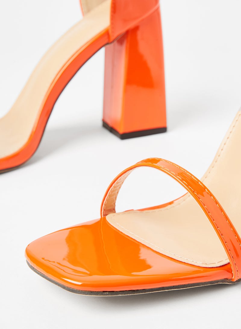 LABEL RAIL Ankle Strap Block Heel Sandals Orange  - Image 4