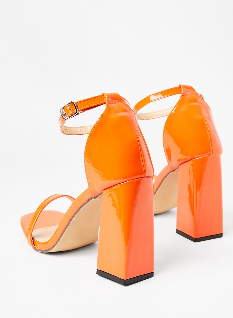 LABEL RAIL Ankle Strap Block Heel Sandals Orange  - Image 3