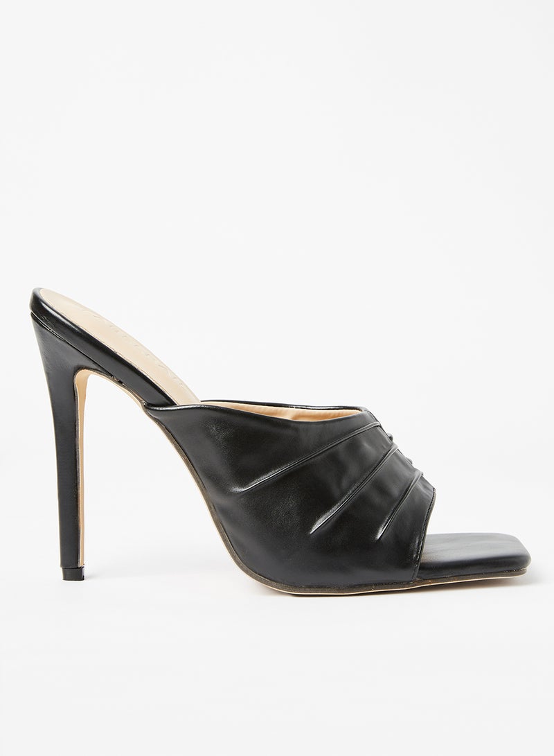 LABEL RAIL - Faux Leather High Heel Mules Black - Image 1