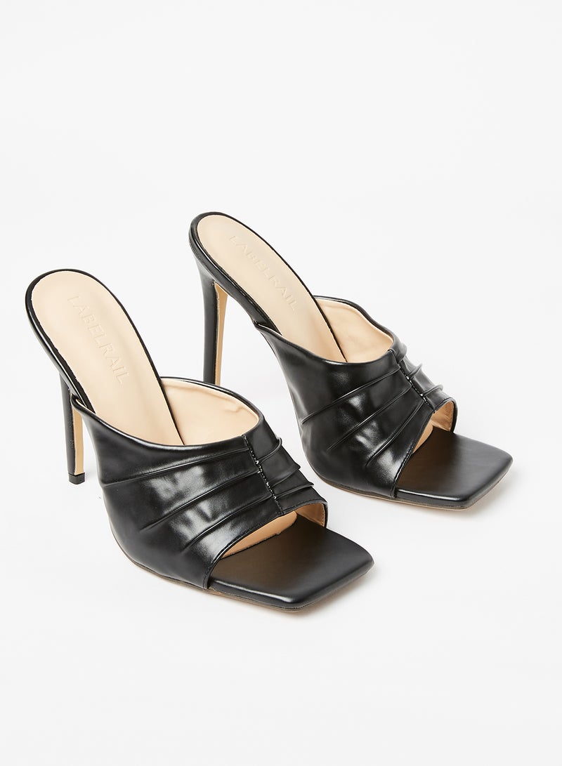 LABEL RAIL - Faux Leather High Heel Mules Black - Image 1