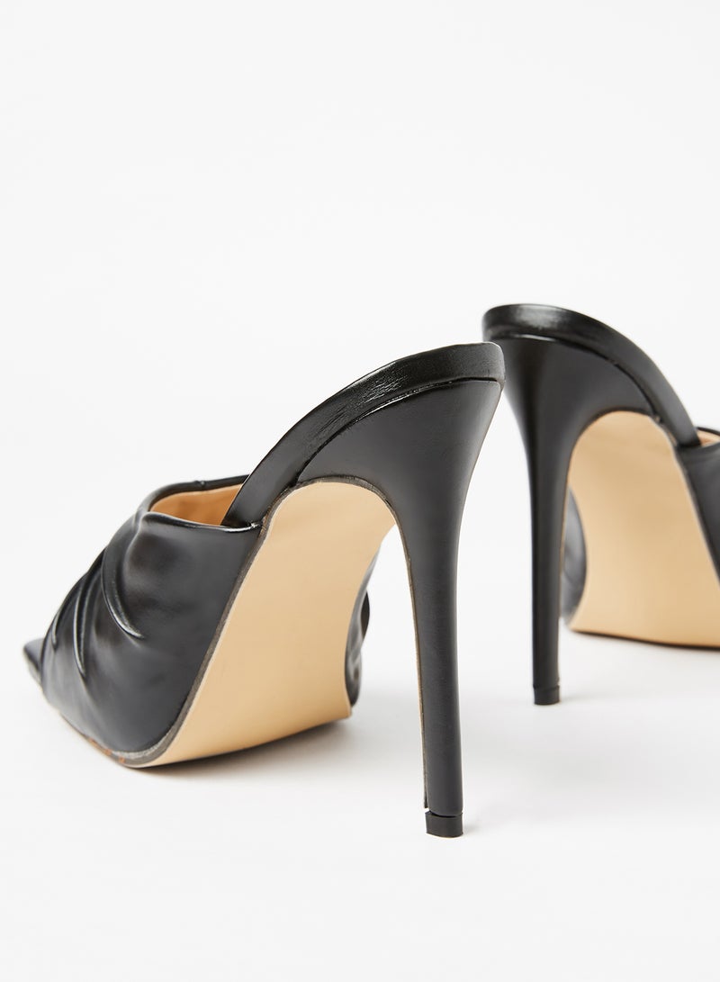LABEL RAIL - Faux Leather High Heel Mules Black - Image 1